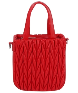 Puffy Chevron Quilted Tote Satchel LHU496 RED